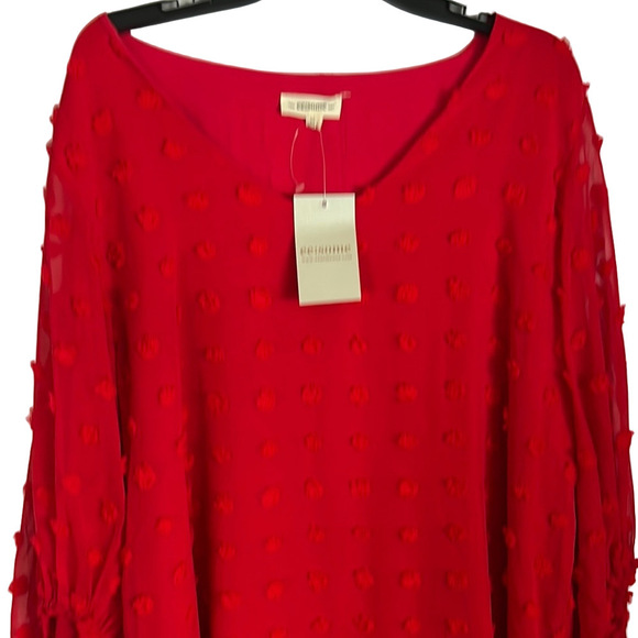 Vibrant Red, Lined, Textured Dress, Size XL - Picture 9 of 12